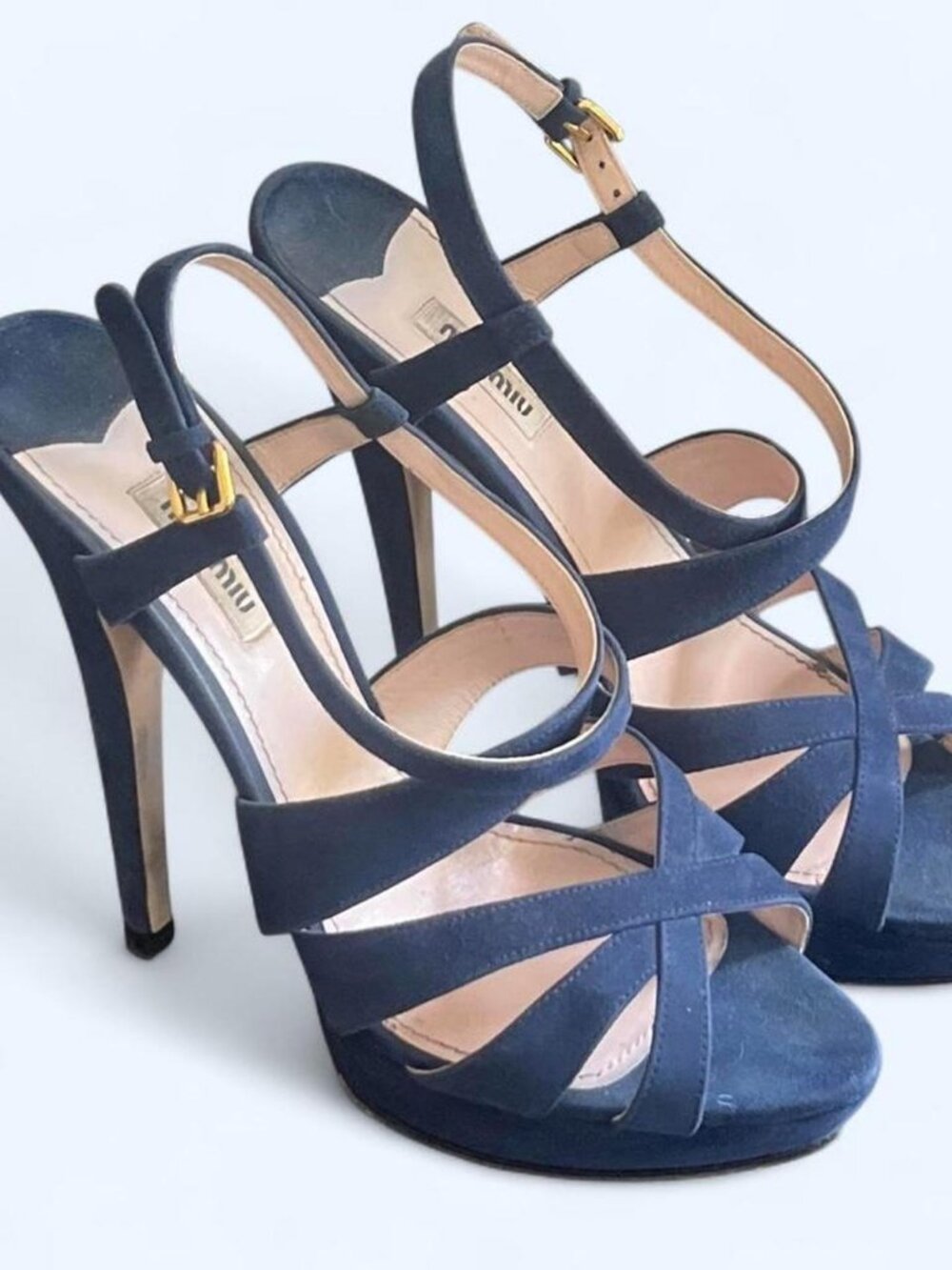Miu Miu Women's Navy strappy platform heels Size EU40 / US9.